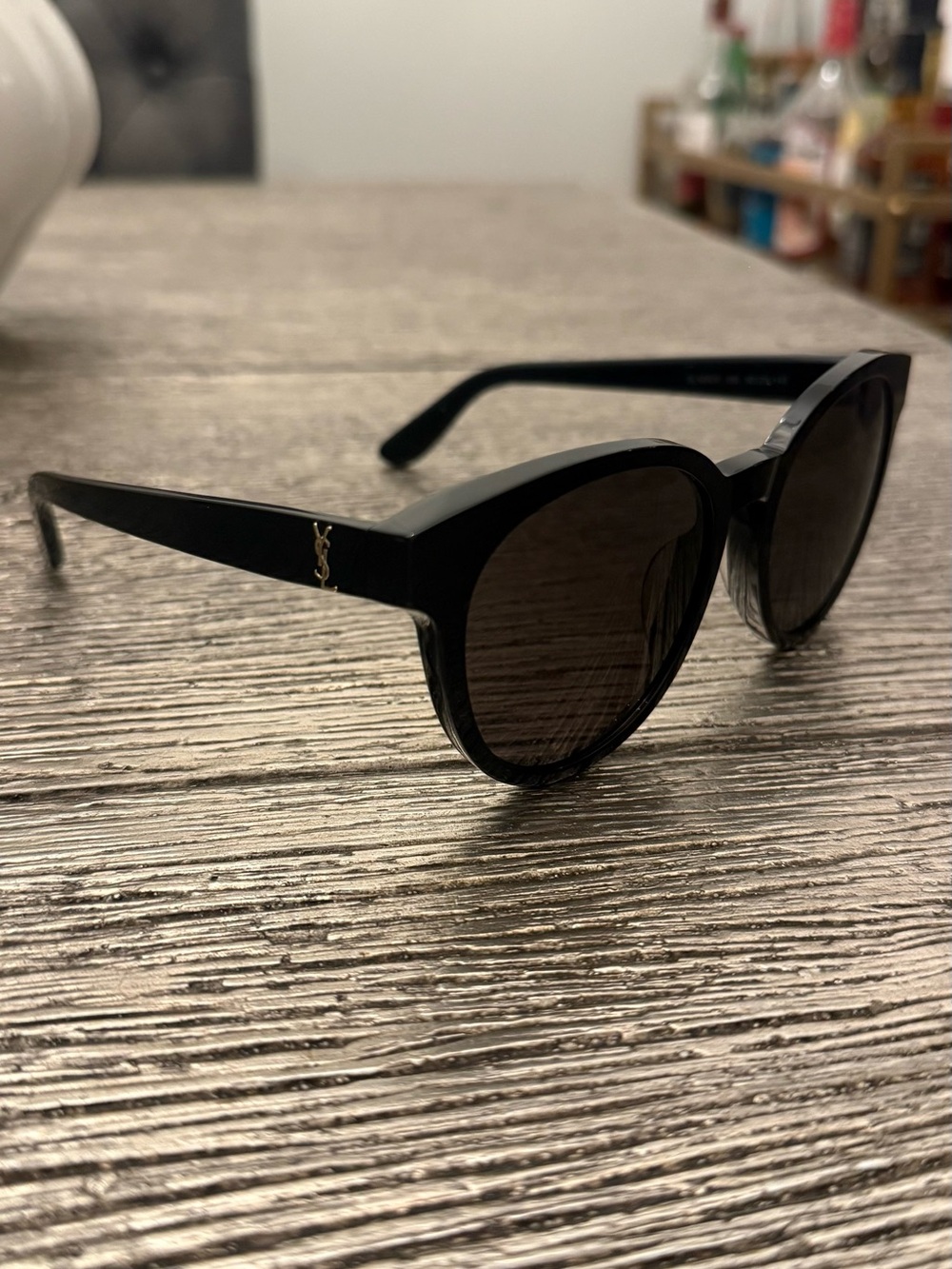 Saint Laurent Black Sunglasses with Gold YSL Accent